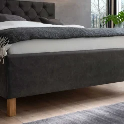 Bett San Marino 180x200cm mit Stauraum Kunstleder - anthrazit/eik