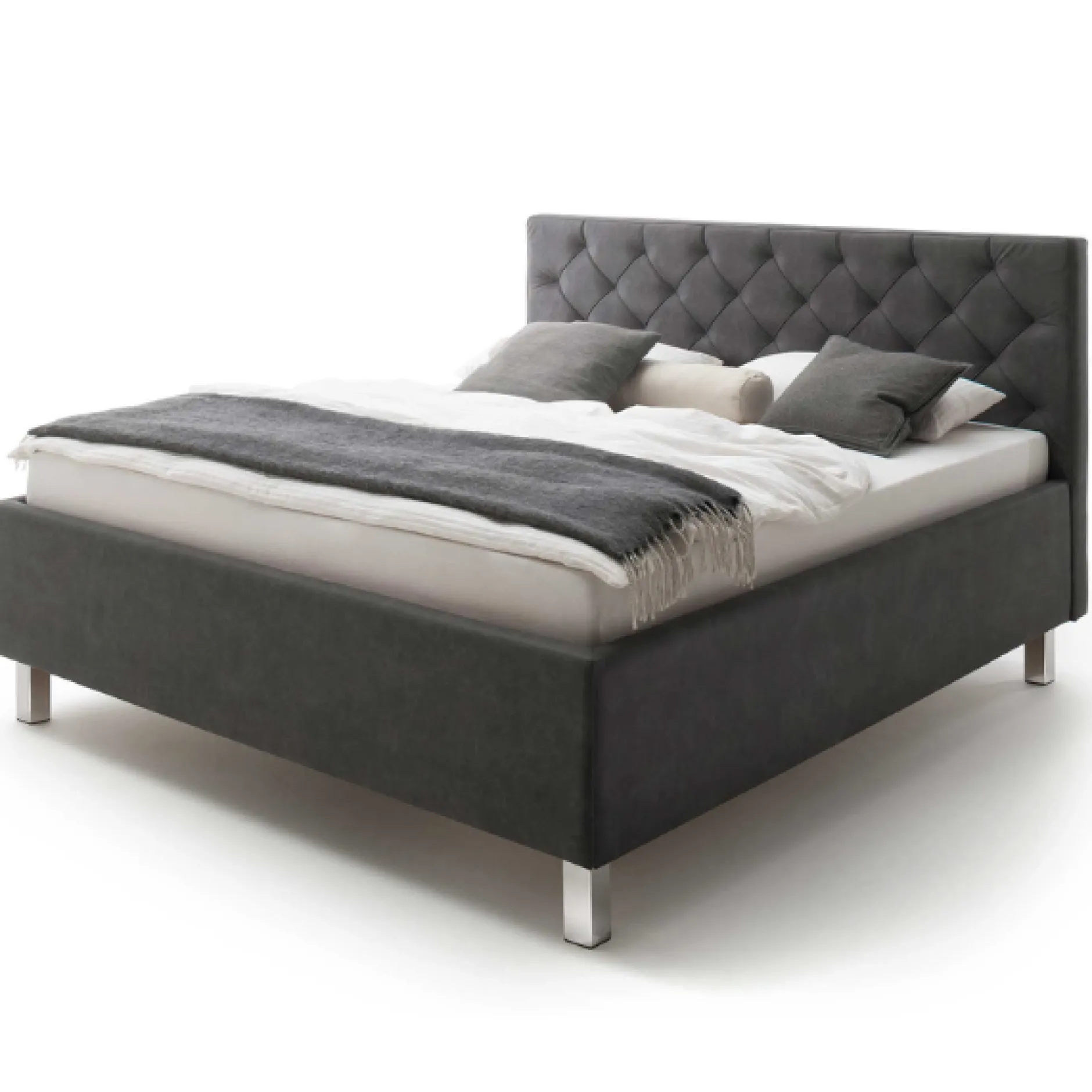 Bett San Marino 180x200cm mit Stauraum Kunstleder - anthrazit/chrom