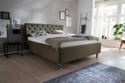 Bett San Marino 160x200cm mit Stauraum Kunstleder - grün/chrom