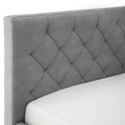 Bett San Marino 160x200cm mit Stauraum Kunstleder - grau/chrom