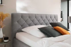 Bett San Marino 160x200cm mit Stauraum Kunstleder - grau/chrom