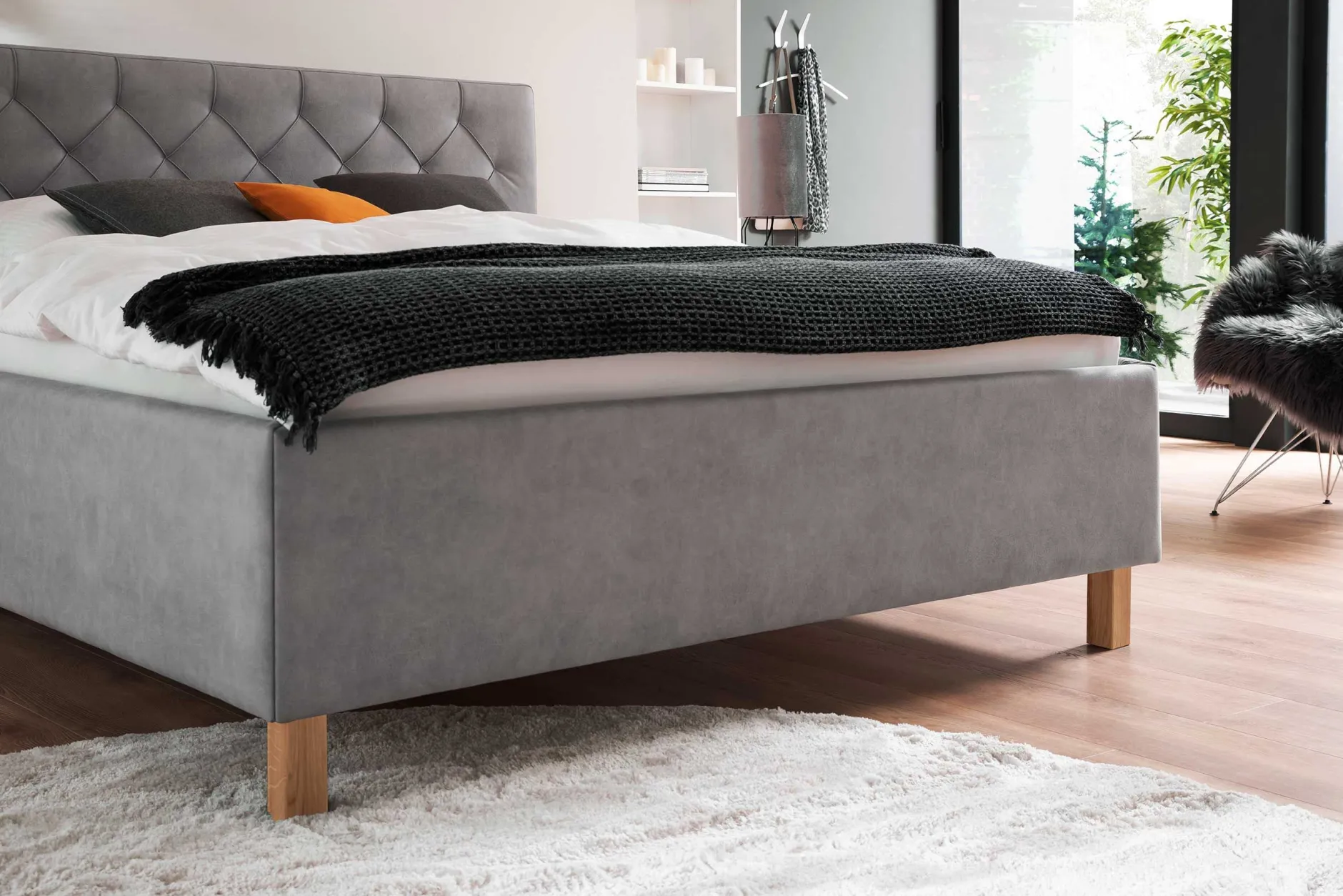 Bett San Marino 180x200cm mit Stauraum Kunstleder - grau/gelb
