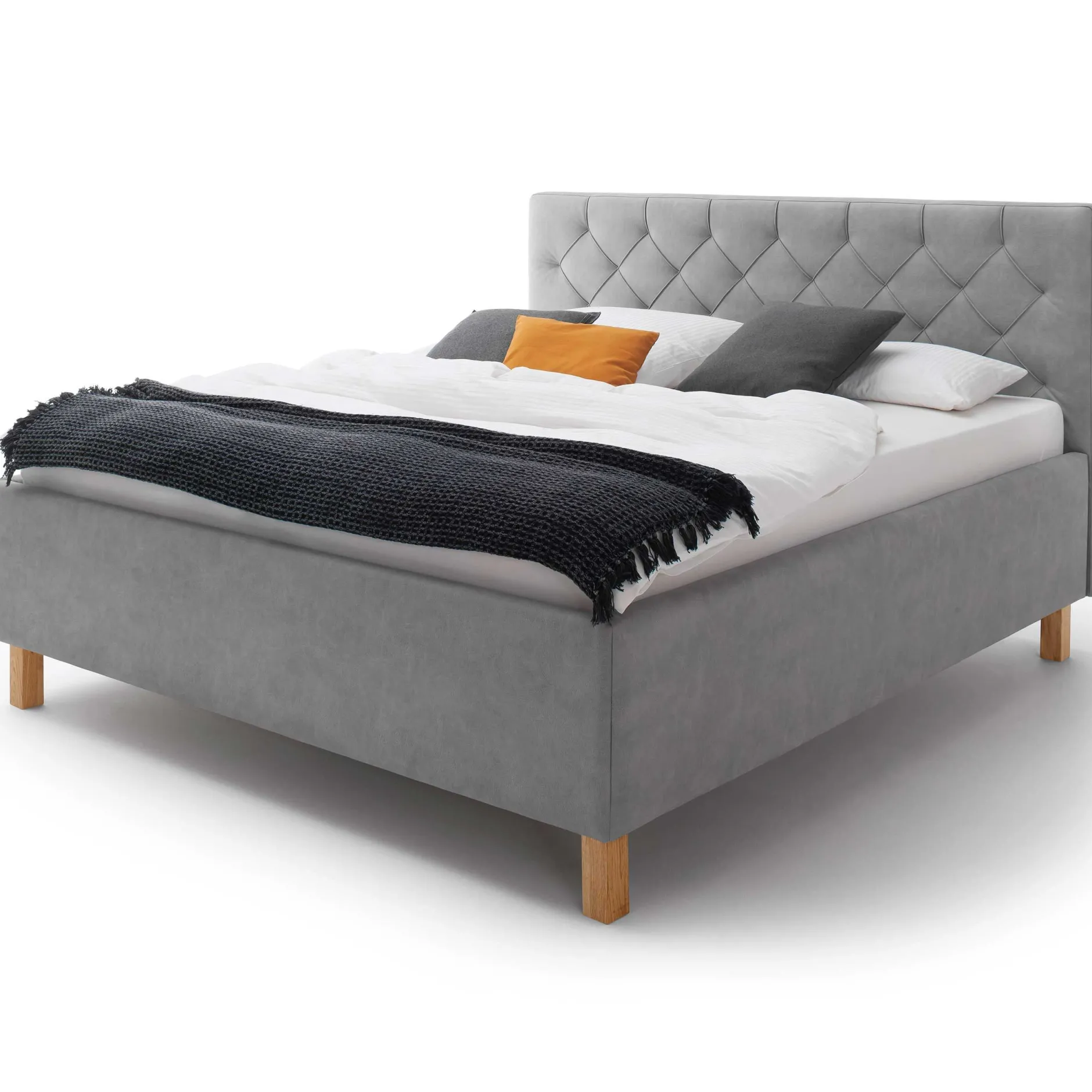 Bett San Marino 180x200cm mit Stauraum Kunstleder - grau/gelb