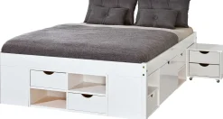 Bett Xavier 160x200cm mit Stauraum - white wash