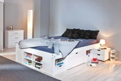 Bett Xavier 160x200cm mit Stauraum - white wash