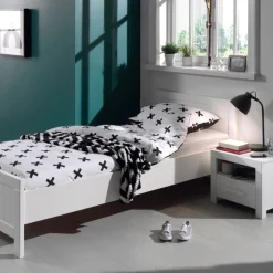 Bett 90x200 cm (inkl. Lattenrost) und Nachttisch Erik-weiß