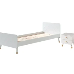 Bett 90x200 cm mit Lattenrost und Nachttisch Billy-weiß