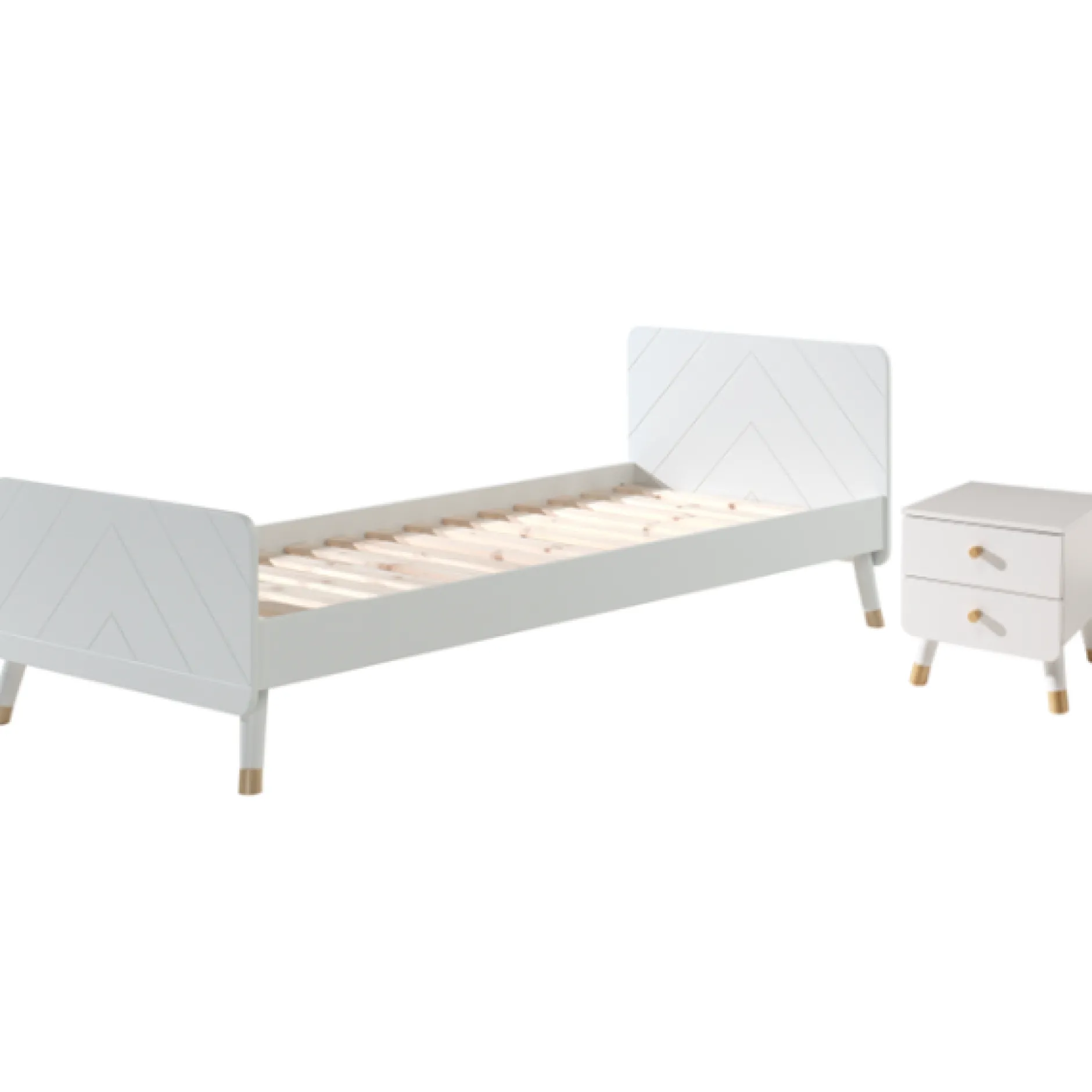 Bett 90x200 cm mit Lattenrost und Nachttisch Billy-weiß