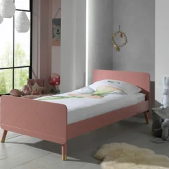 Bett 90x200 cm mit Lattenrost und Nachttisch Billy-pink