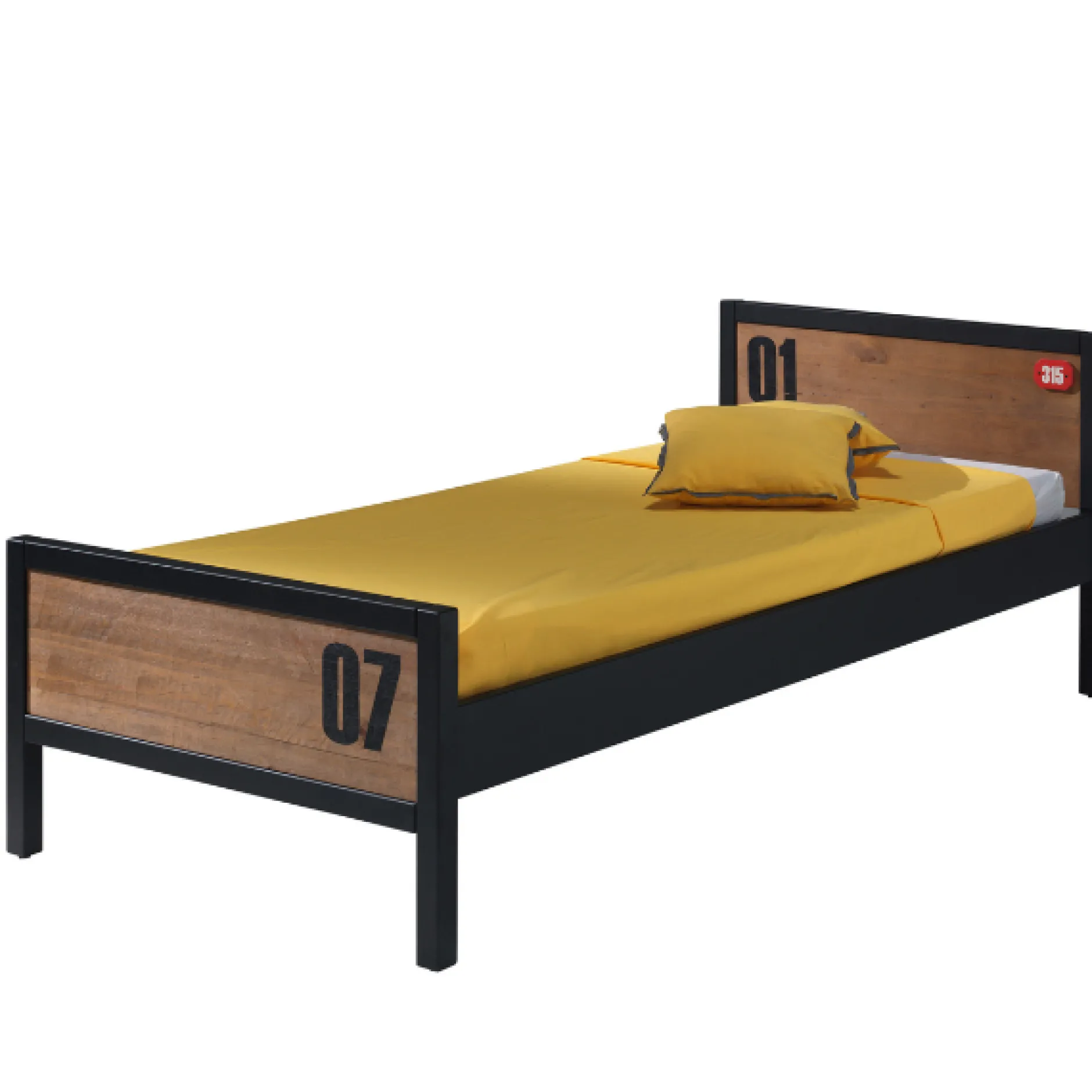 Bett 90x200 cm und Nachttisch Alex Kiefer massiv
