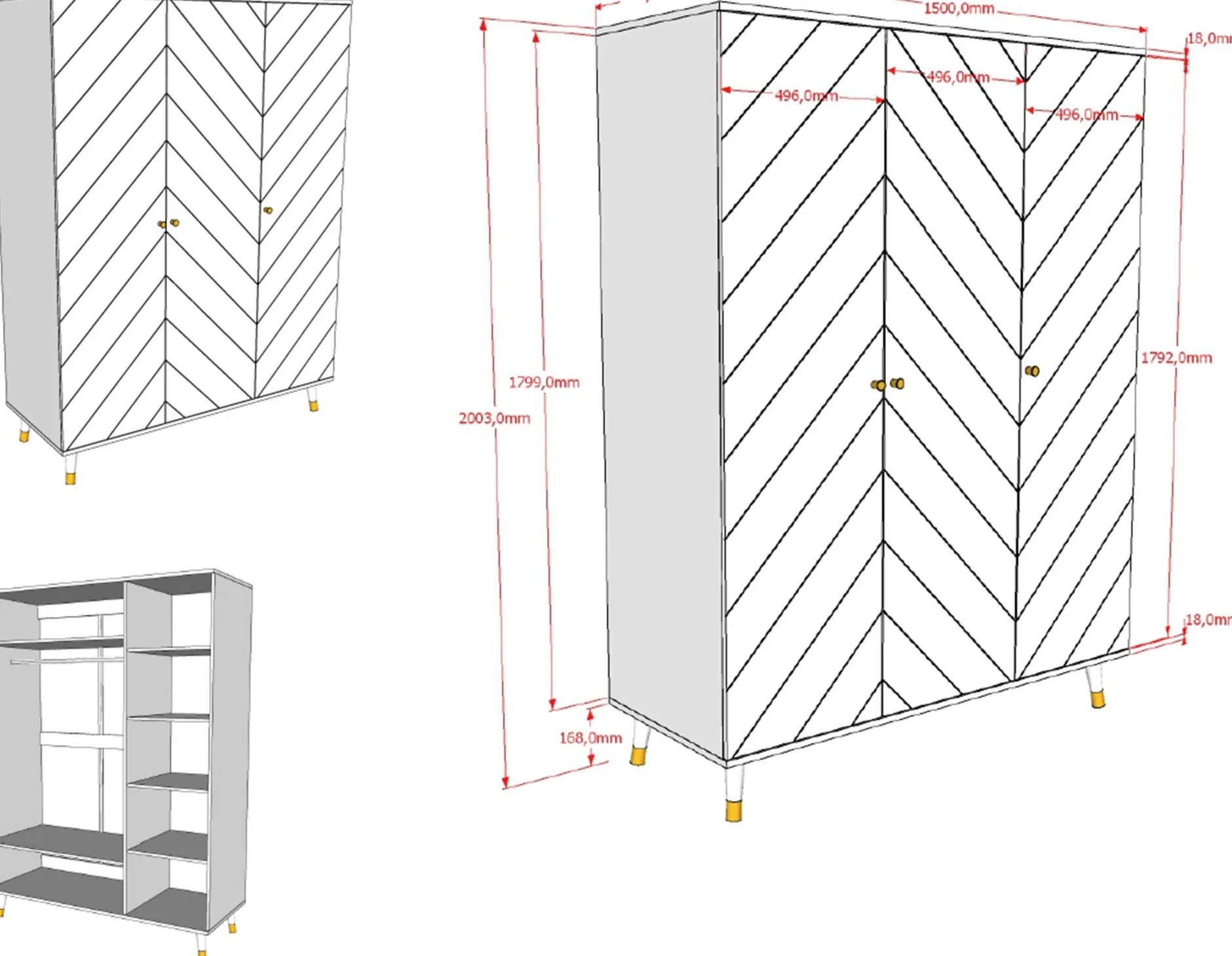 Billy Kleiderschrank - 150x59x200 cm - MDF/weiß
