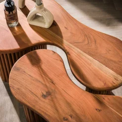 Bio-Akazienholz Couchtisch-Set - 2er-Set