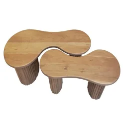 Bio-Akazienholz Couchtisch-Set - 2er-Set
