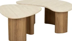 Bio-Keramik-Couchtisch aus Travertin, 2 Stück
