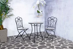 Bistro-Set Lina - schwarz/Keramikfliesen