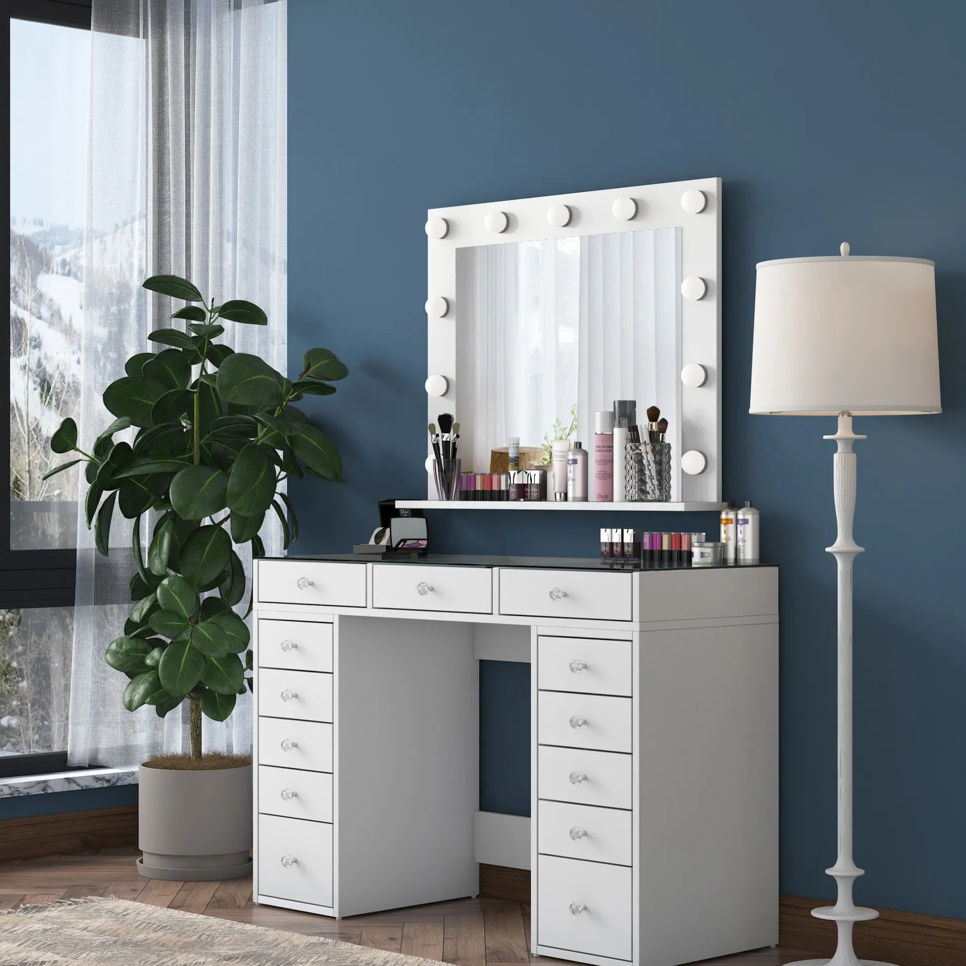 BJ118 - 2789 Schminktisch | 100 % MELAMIN | Weiß
