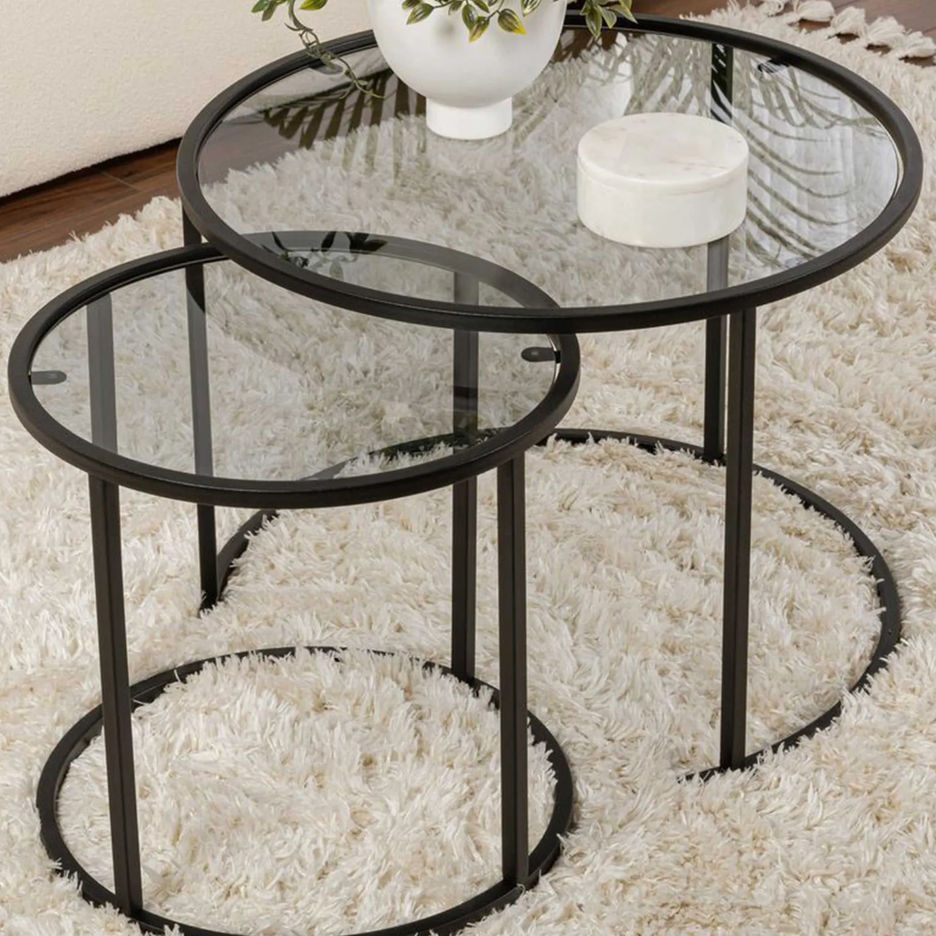 Black-Grey-60-42 Couchtisch-Set | 100 % METALL | Schwarz