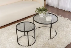 Black-Grey-60-42 Couchtisch-Set | 100 % METALL | Schwarz