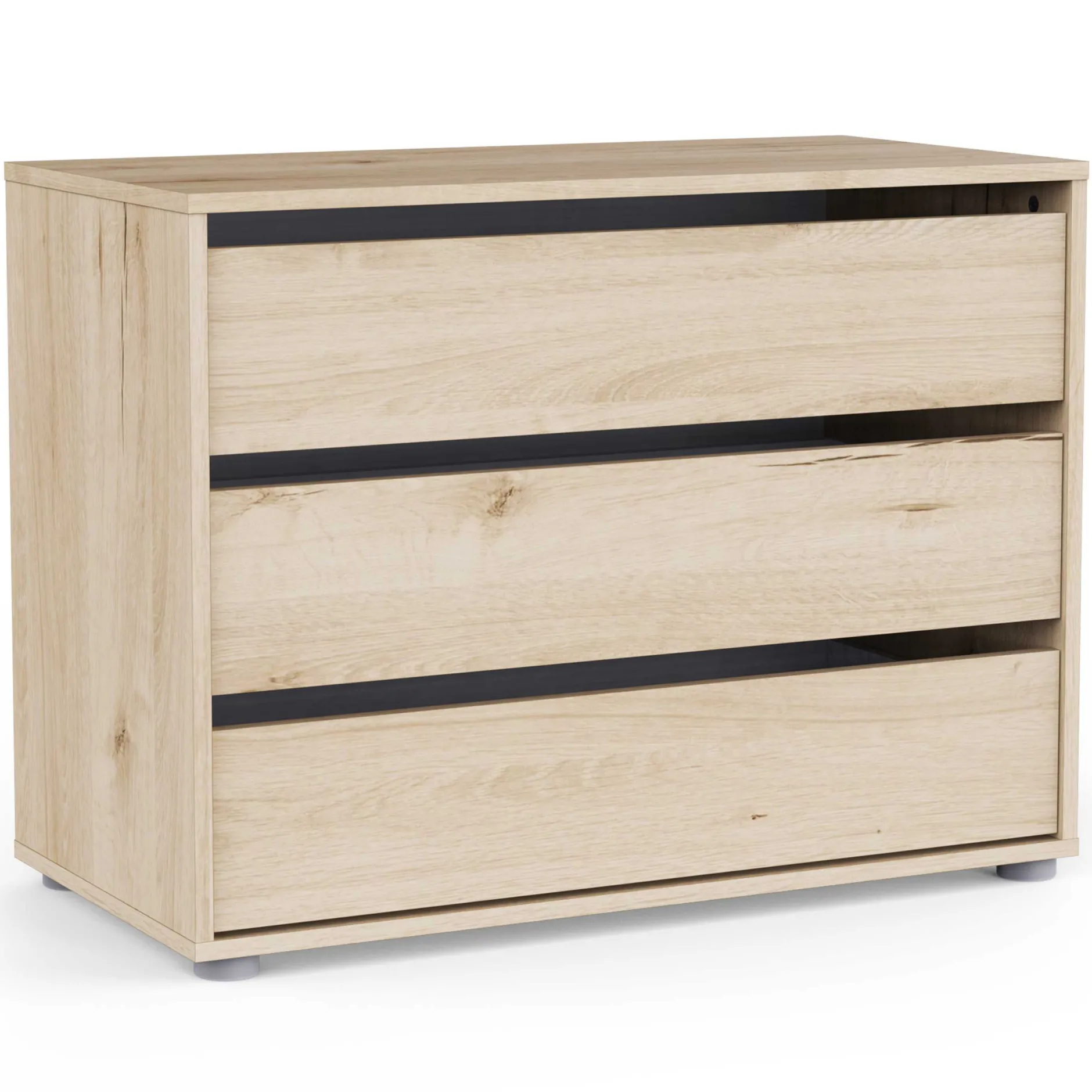 Blokty Kommode - 80x40x58cm - 3 Schubladen - Eiche Dekor