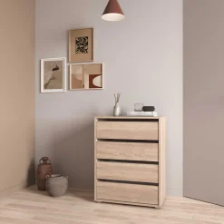 Blokty Kommode - 60x40x76cm - 4 Schubladen - Eiche Dekor
