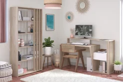 Bloom Schreibtisch-157cm-1 Schublade,1 offenes Fach-weiß/Eiche