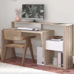 Bloom Schreibtisch-157cm-1 Schublade,1 offenes Fach-weiß/Eiche