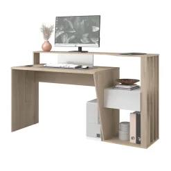 Bloom Schreibtisch-157cm-1 Schublade,1 offenes Fach-weiß/Eiche