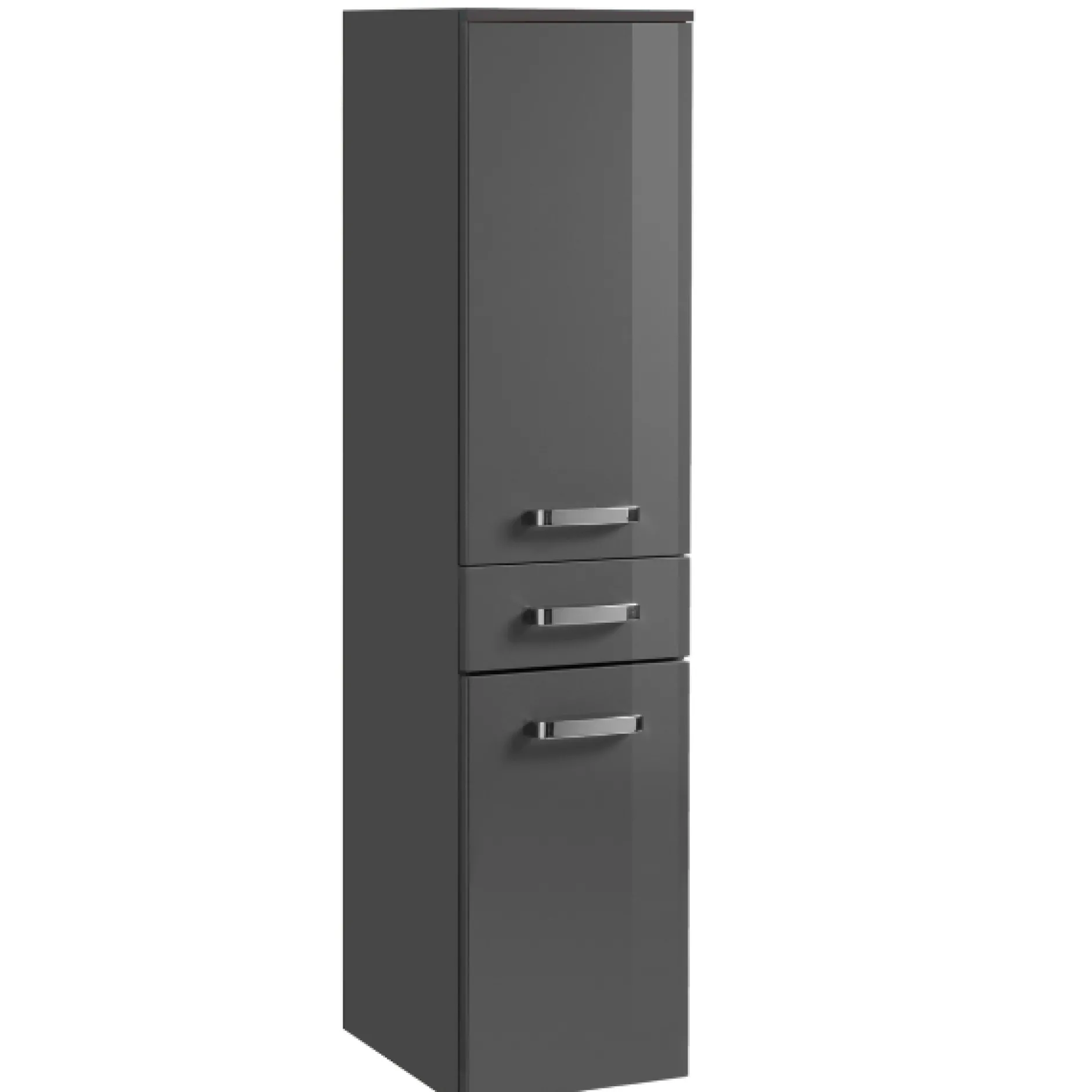 BobbiBadezimmer : 3x Hängeschrank, Spiegelschrank, Waschtischunterschrank - Hochglanz grau