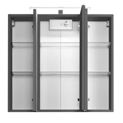 BobbiBadezimmer : 3x Hängeschrank, Spiegelschrank, Waschtischunterschrank - Hochglanz grau