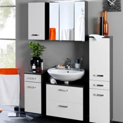 BobbiBadezimmer : 3x Hängeschrank, Spiegelschrank, Waschtischunterschrank