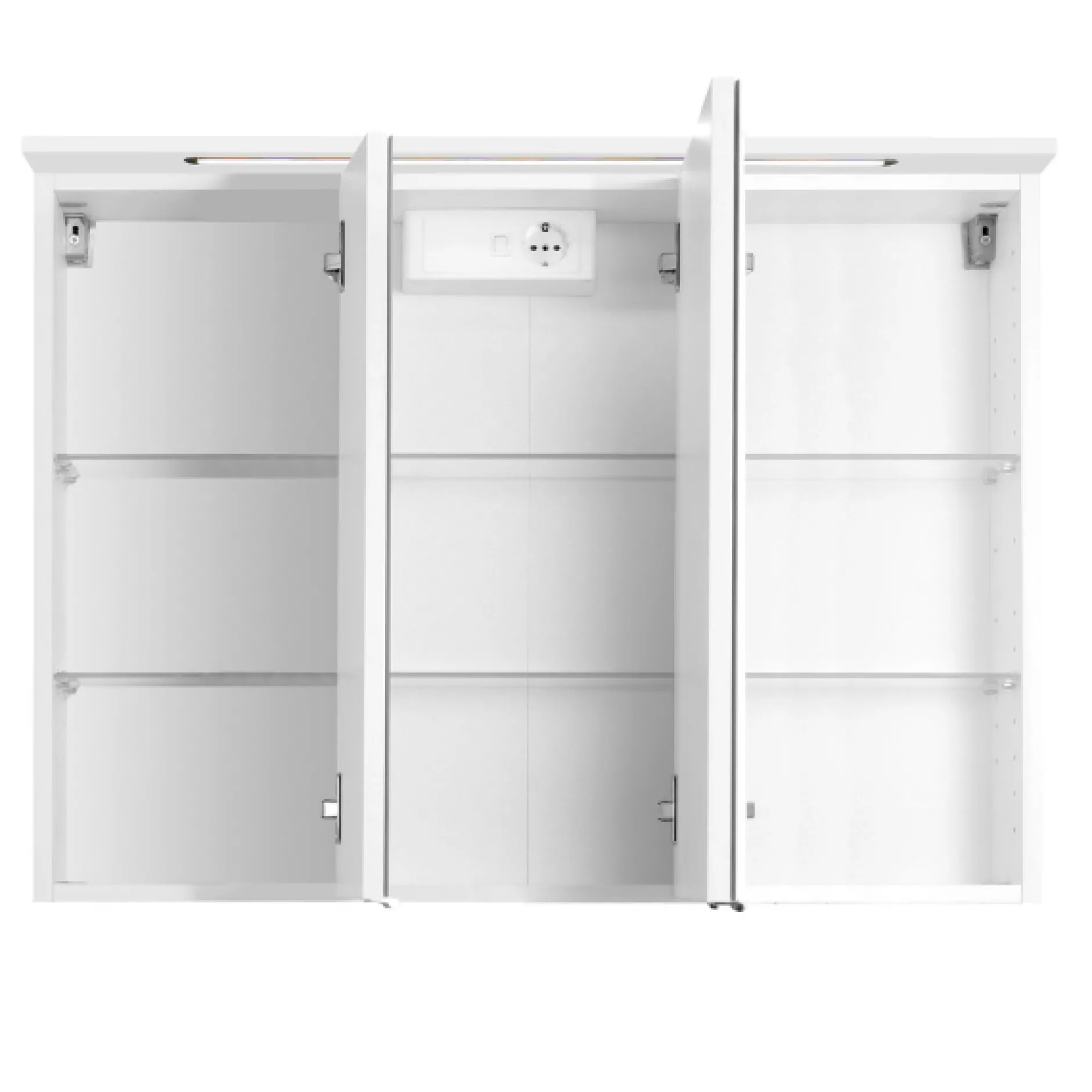 BobbiBadezimmer : 2x Hängeschrank, 2x Unterschrank, Spiegelschrank, Waschbeckenschrank - Hochglanz weiß