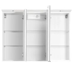 BobbiBadezimmer : 2x Hängeschrank, 2x Unterschrank, Spiegelschrank, Waschbeckenschrank - Hochglanz weiß