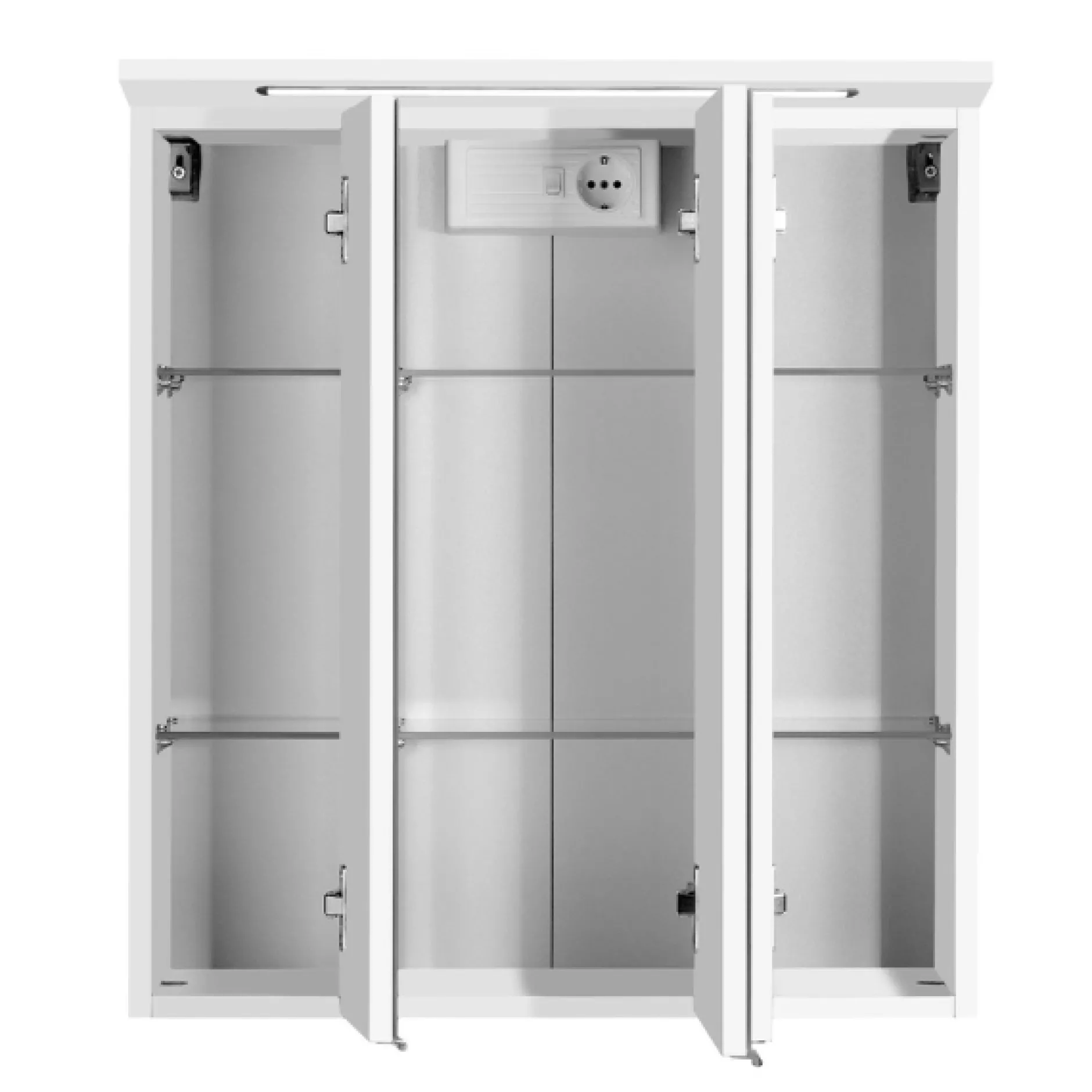 BobbiBadezimmer : 2x Säulenschrank, Waschtischunterschrank, Spiegelschrank - Hochglanz weiß