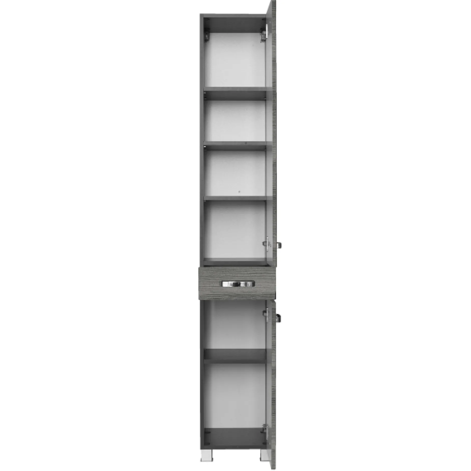 BobbiBadezimmer : 2x Säulenschrank, Spiegelschrank, Waschtischschrank - Eiche grau