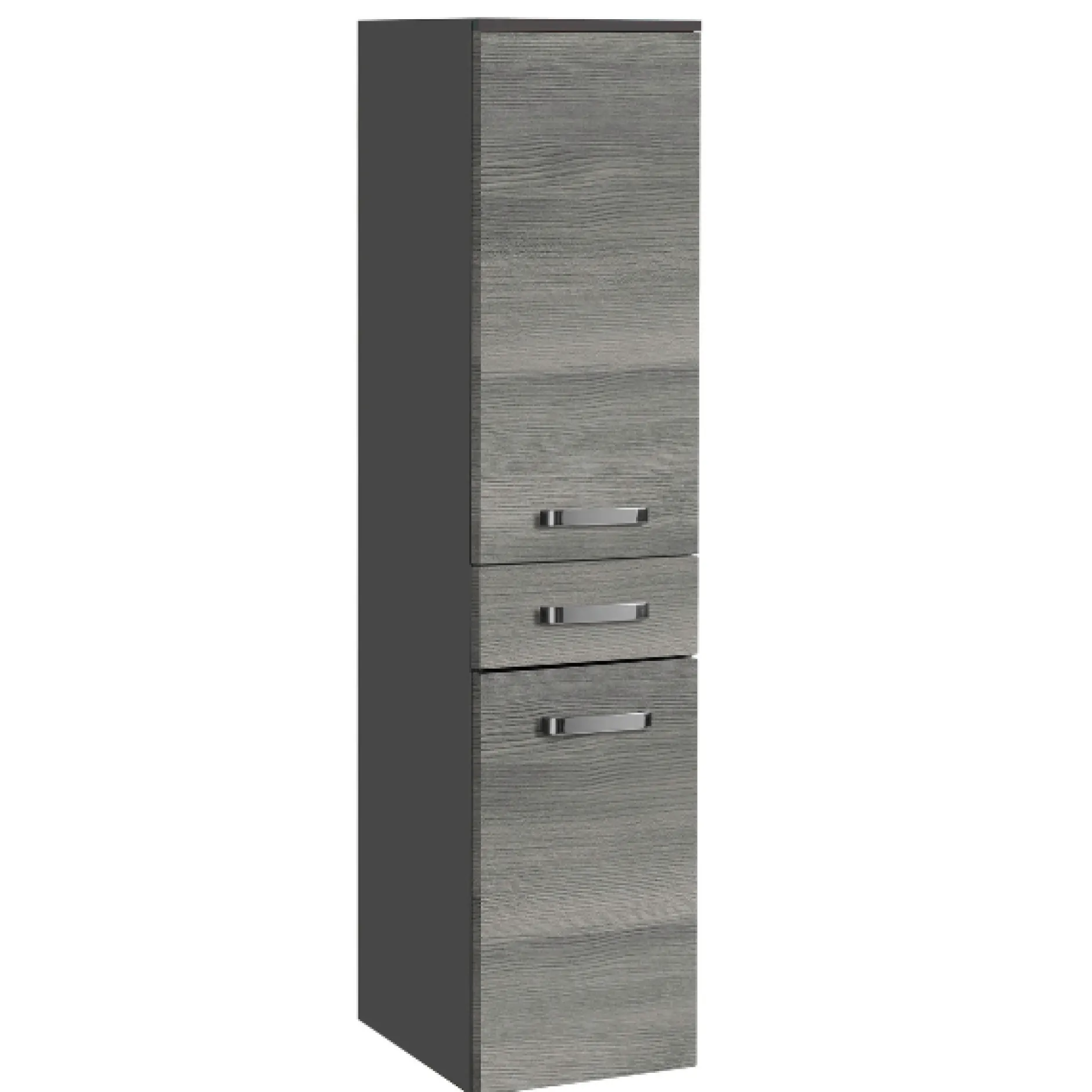 BobbiBadezimmer : 2x Säulenschrank, Spiegelschrank, Waschtischschrank - Eiche grau