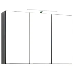 BobbiBadezimmer : 2x Säulenschrank, Spiegelschrank, Waschtischschrank - Eiche grau