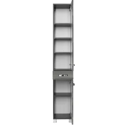 BobbiBadezimmer : 2x Säulenschrank, Spiegelschrank, Waschtischschrank - Eiche grau