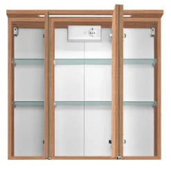BobbiBadezimmer : 2x Säulenschrank, Spiegelschrank, Waschtischunterschrank - Eiche
