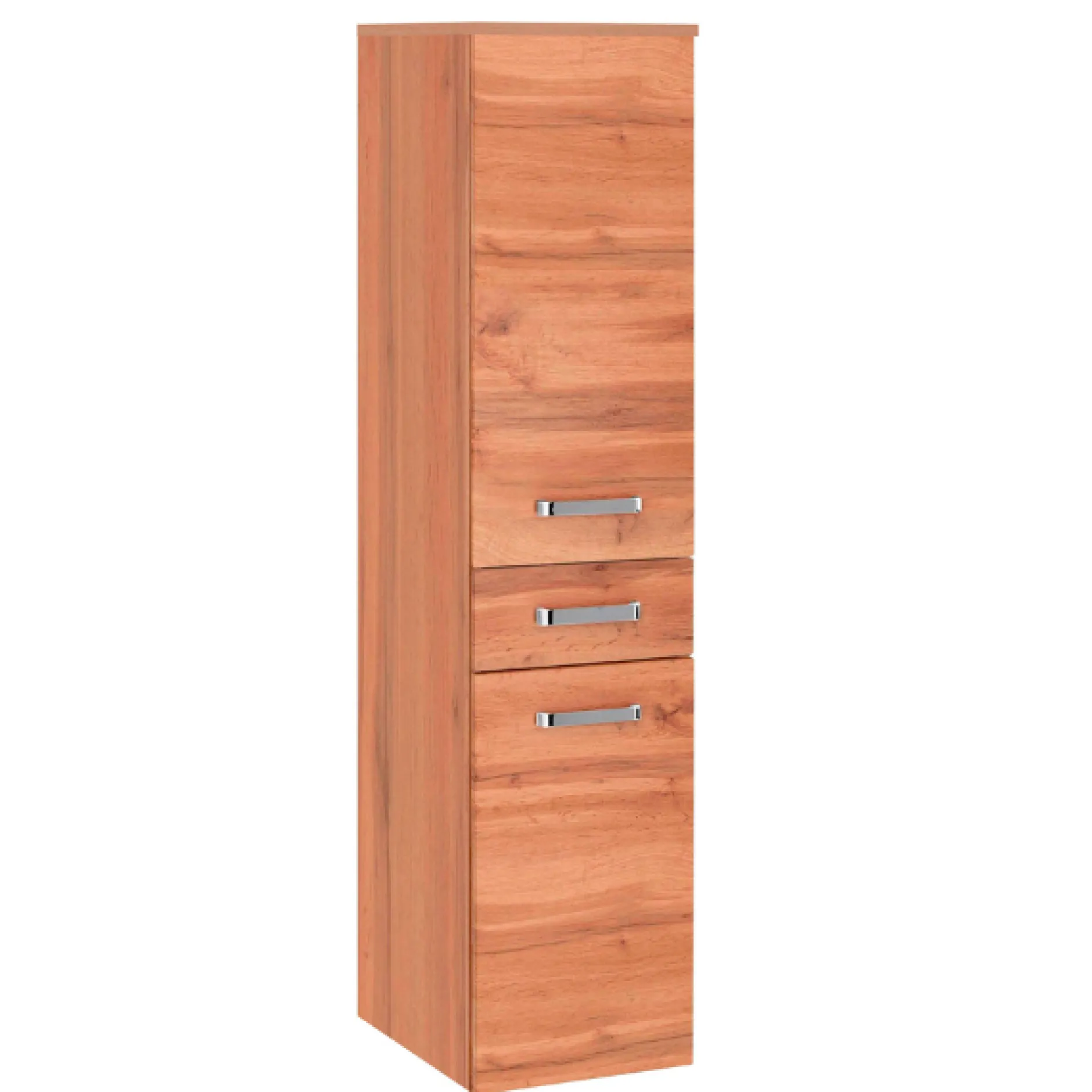 BobbiBadezimmer : 2x Säulenschrank, Spiegelschrank, Waschtischunterschrank - Eiche