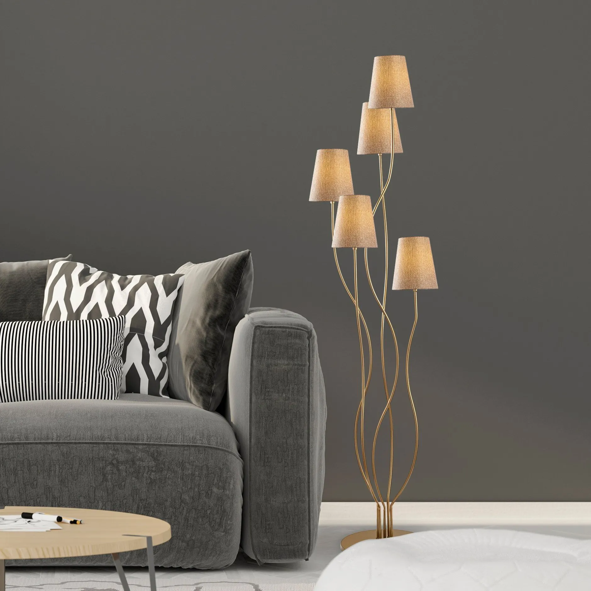 Bonibon Stehleuchte | METALLGEHÄUSE | Gold, Beige