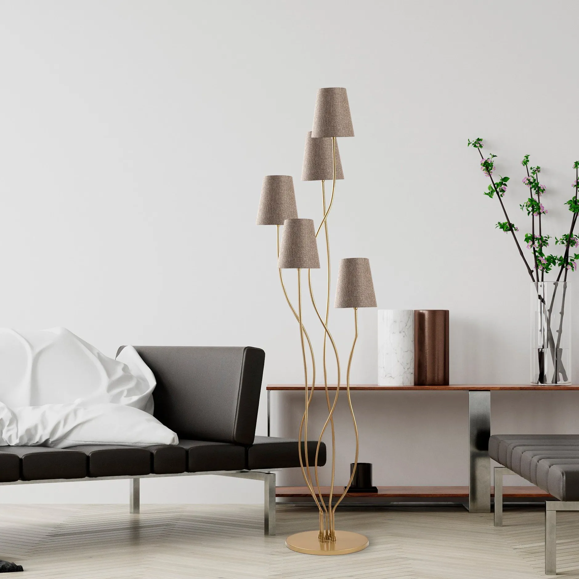 Bonibon Stehleuchte | METALLGEHÄUSE | Gold, Beige