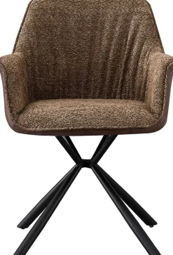 Bouclé-Stuhl Lucie Braun PU-Rücken | Metallbeine | H82,5 x B62 x T63 cm