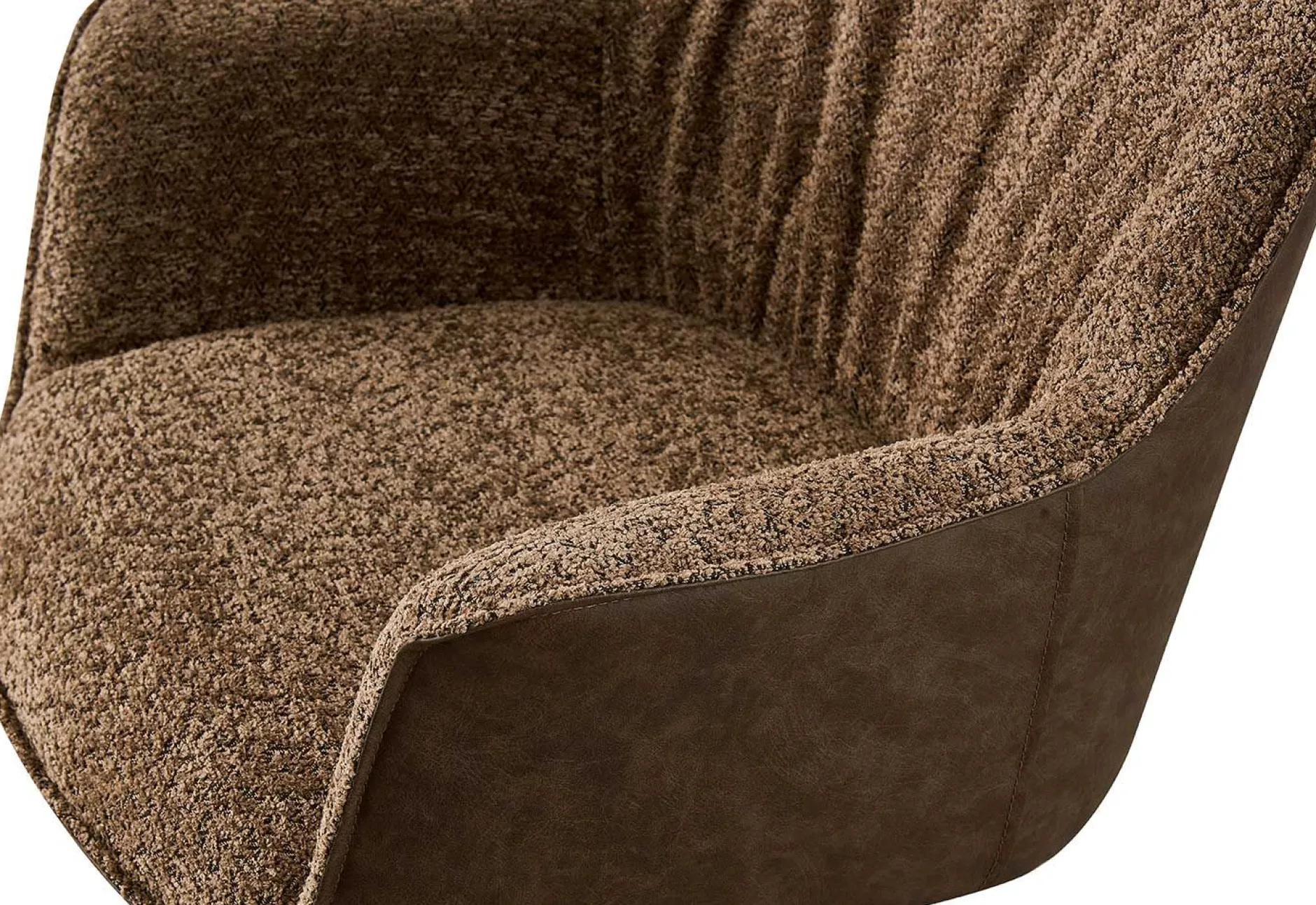 Bouclé-Stuhl Lucie Braun PU-Rücken | Metallbeine | H82,5 x B62 x T63 cm