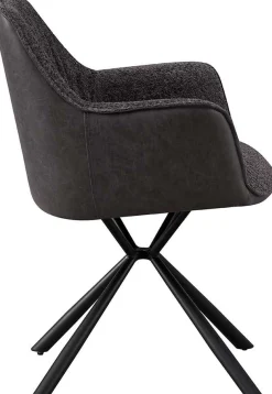 Bouclé-Stuhl Lucie Hellgrau PU-Rücken | Metallbeine | H82,5 x B62 x T63 cm
