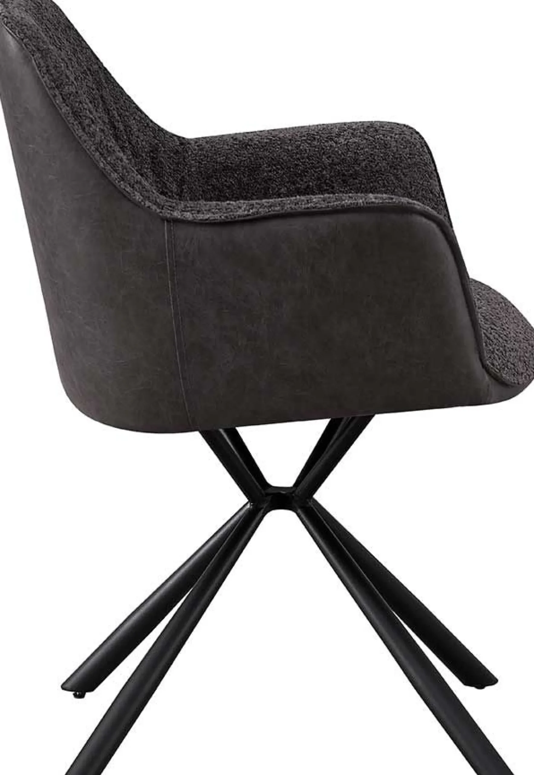 Bouclé-Stuhl Lucie Hellgrau PU-Rücken | Metallbeine | H82,5 x B62 x T63 cm