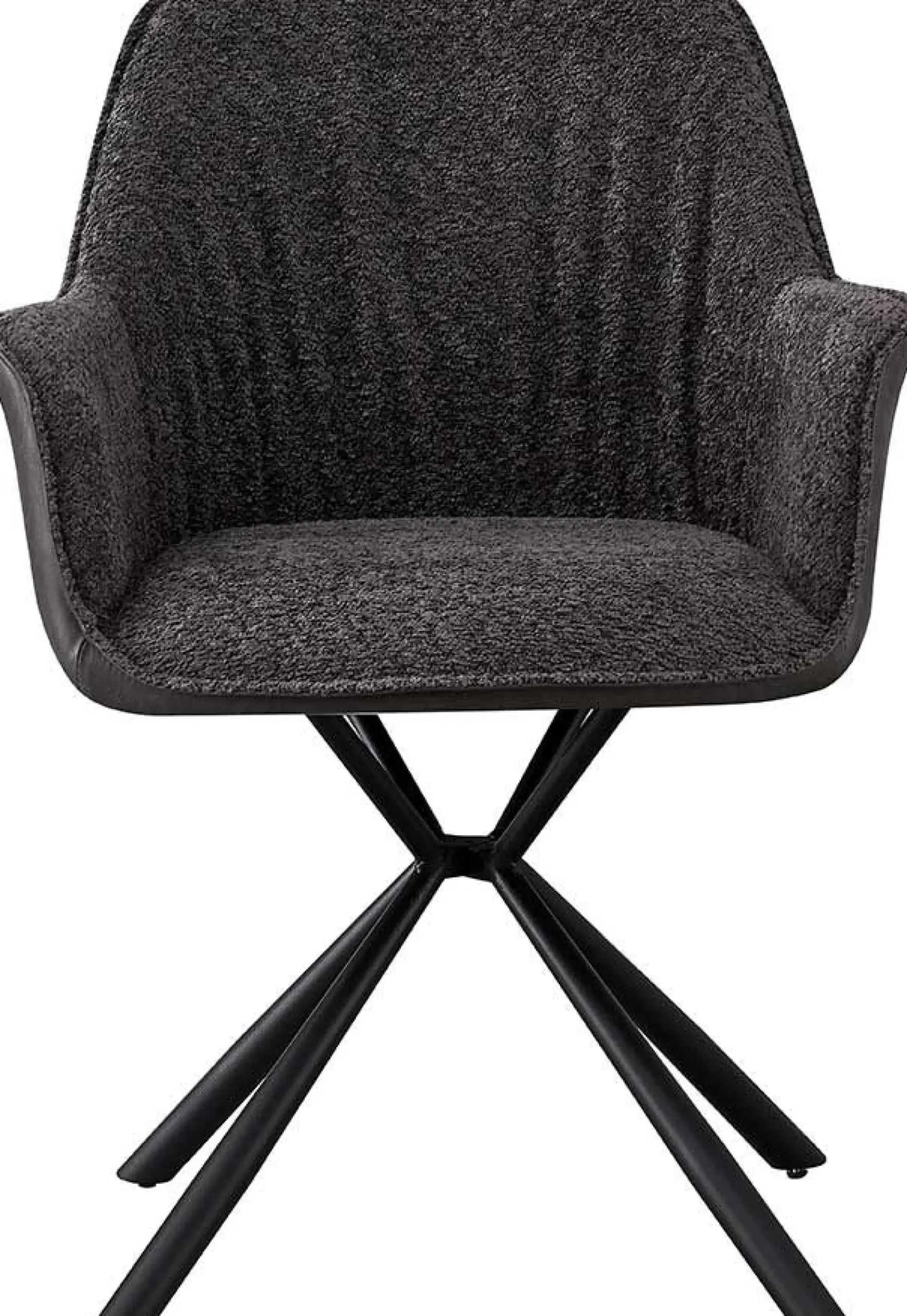 Bouclé-Stuhl Lucie Hellgrau PU-Rücken | Metallbeine | H82,5 x B62 x T63 cm