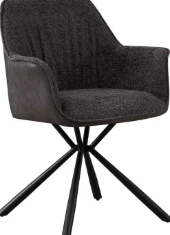Bouclé-Stuhl Lucie Hellgrau PU-Rücken | Metallbeine | H82,5 x B62 x T63 cm