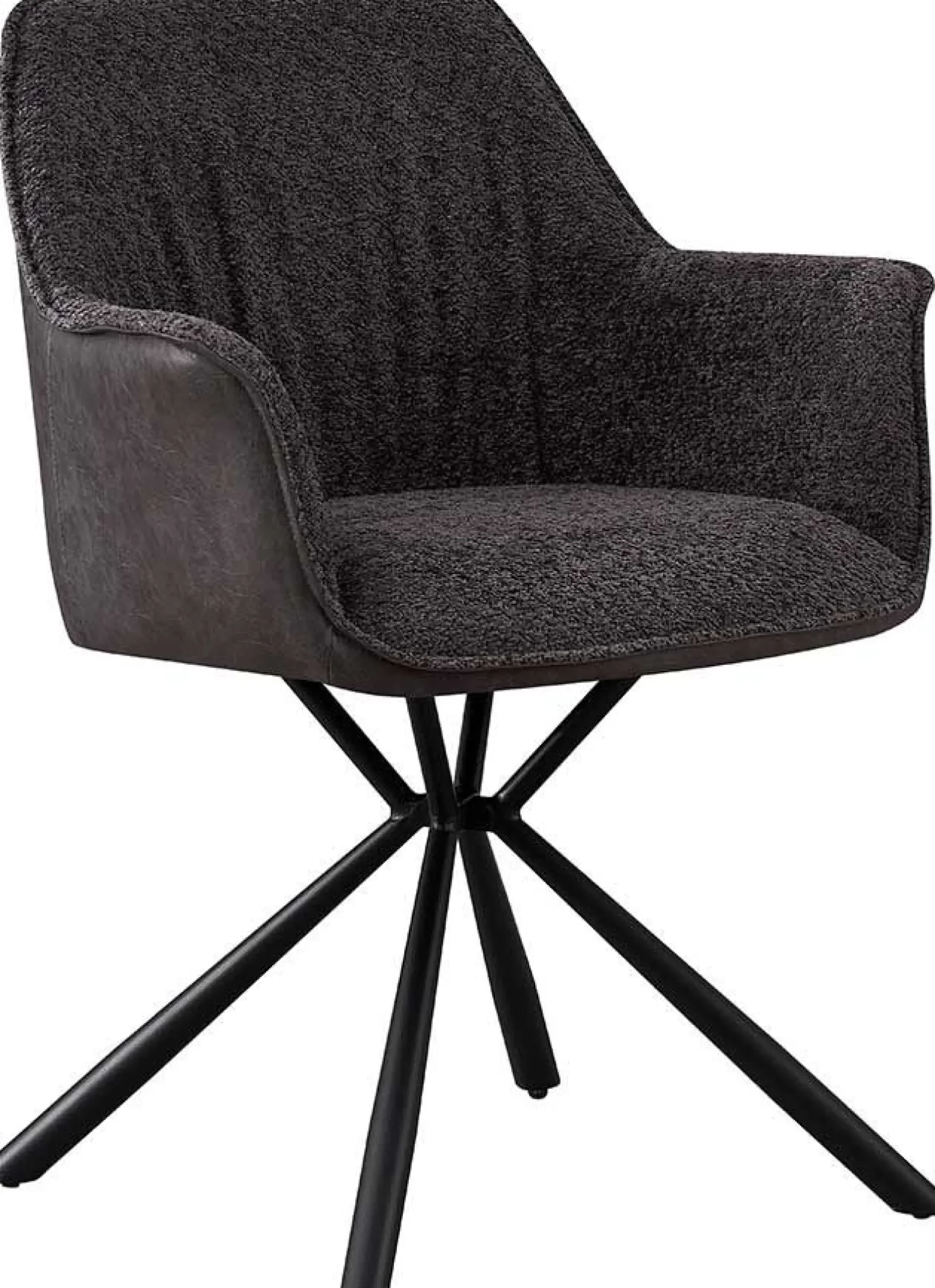 Bouclé-Stuhl Lucie Hellgrau PU-Rücken | Metallbeine | H82,5 x B62 x T63 cm