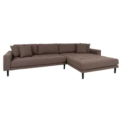 Braunes Lido Lounge Sofa rechts mit vier Kissen