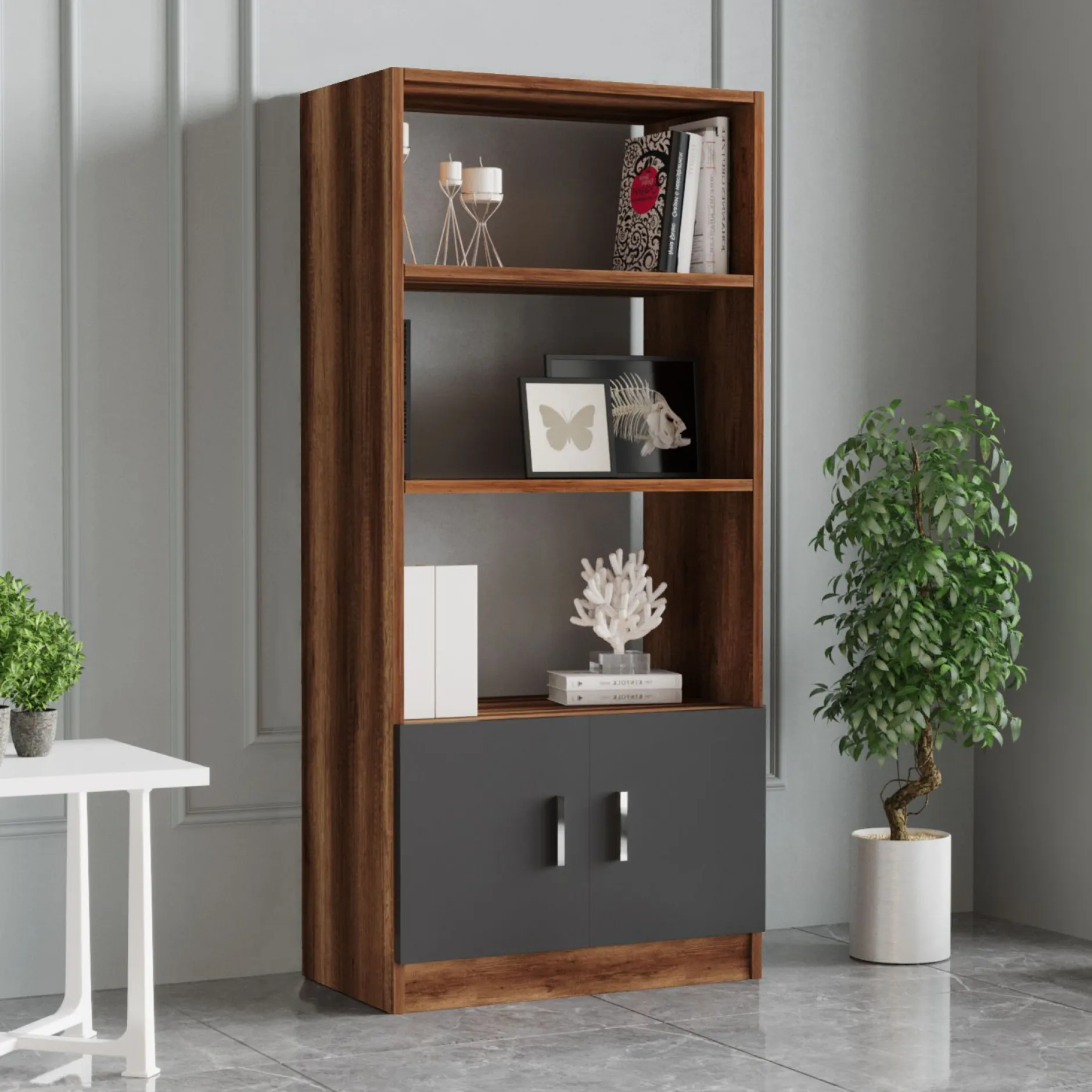 Büromöbel-Set VO15 - 100% MELAMINE - Nussbaum - 140 x 140 x 60 cm